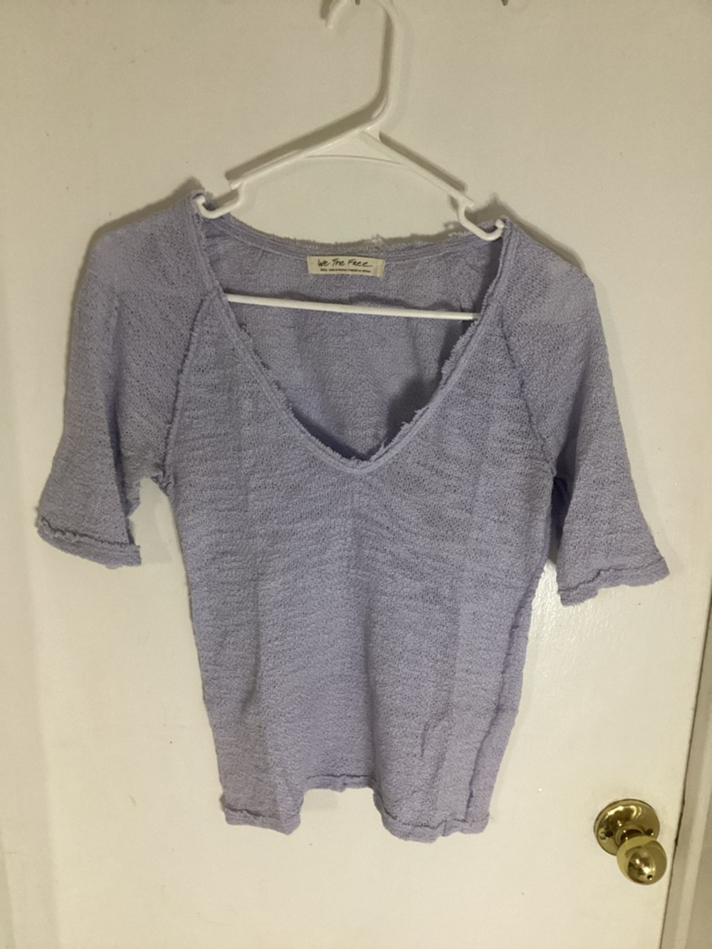 We the Free Vneck Textured Knit Raw Edge Too Size Small
